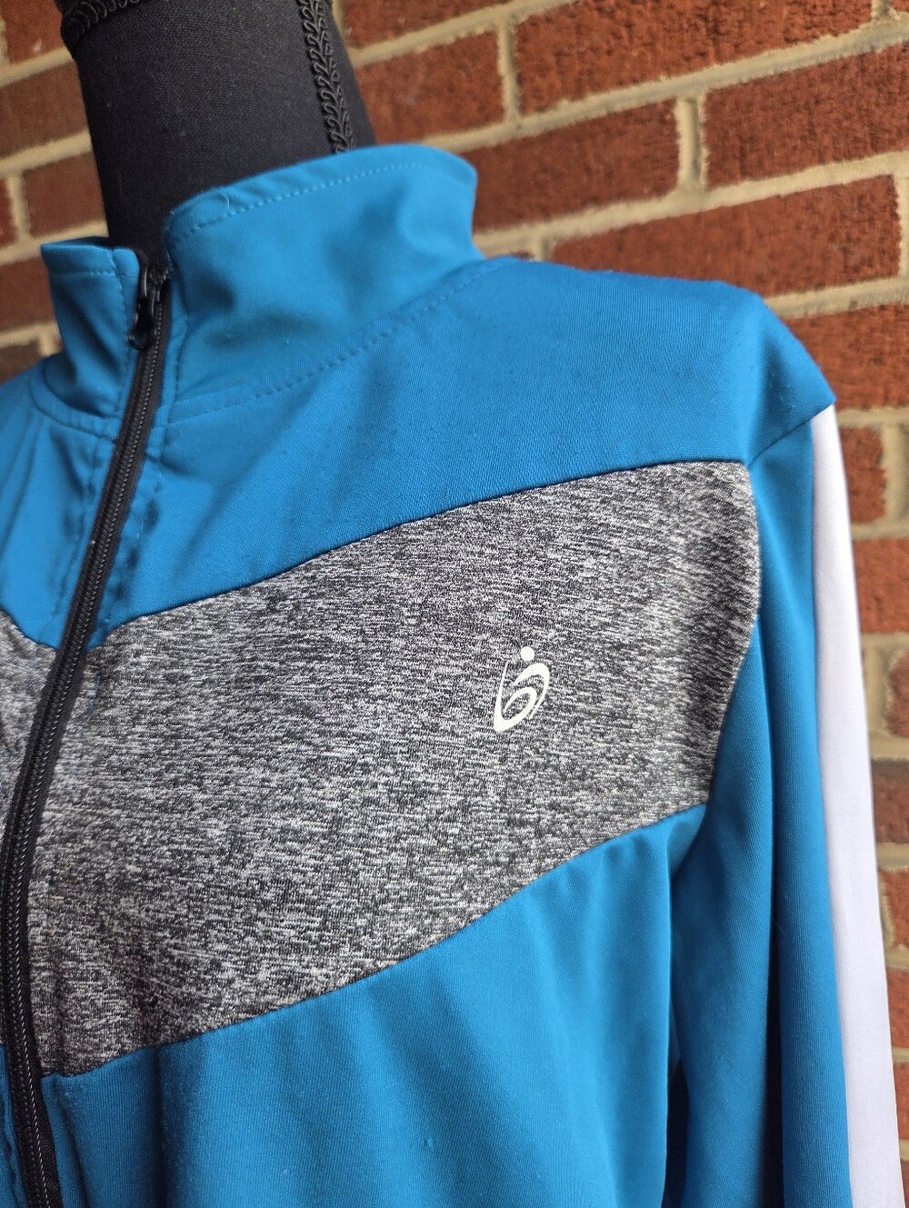 Body Instincts Turquoise & Feather Grey Knit Full Zip Womens Fleece | Size 1XL - Picture 5 of 7